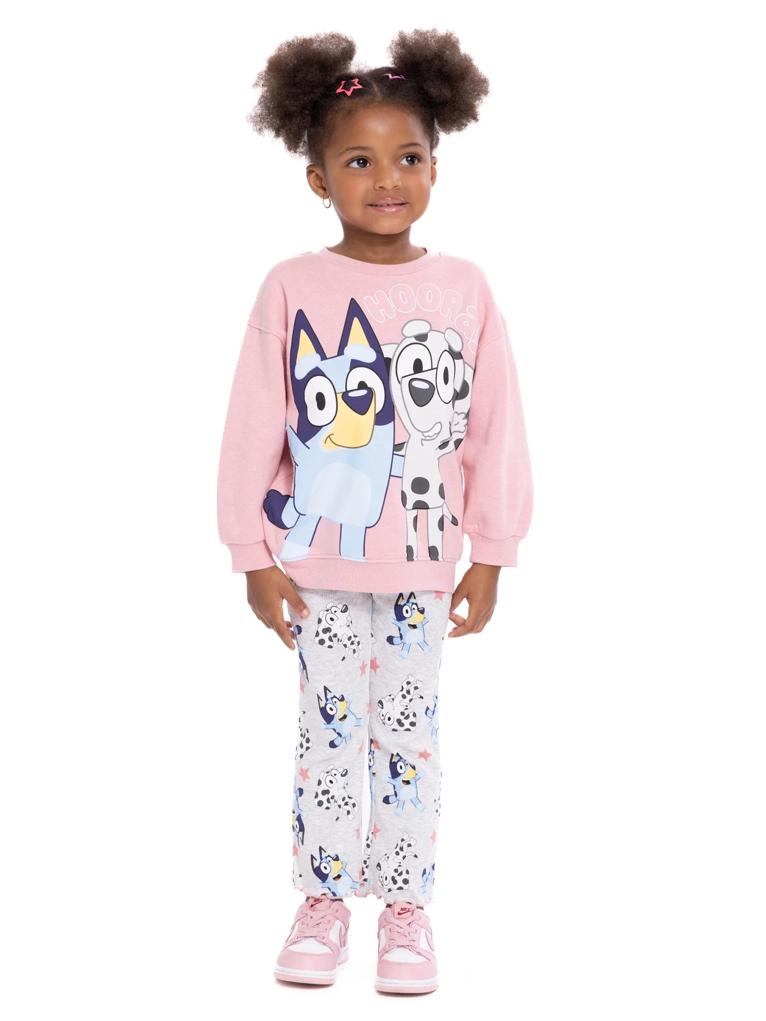 Bluey Toddler Girls Long Sleeve Graphic Print Sweatshirt and Matching Flare Leggings Set, 2-Piece... | Walmart (US)
