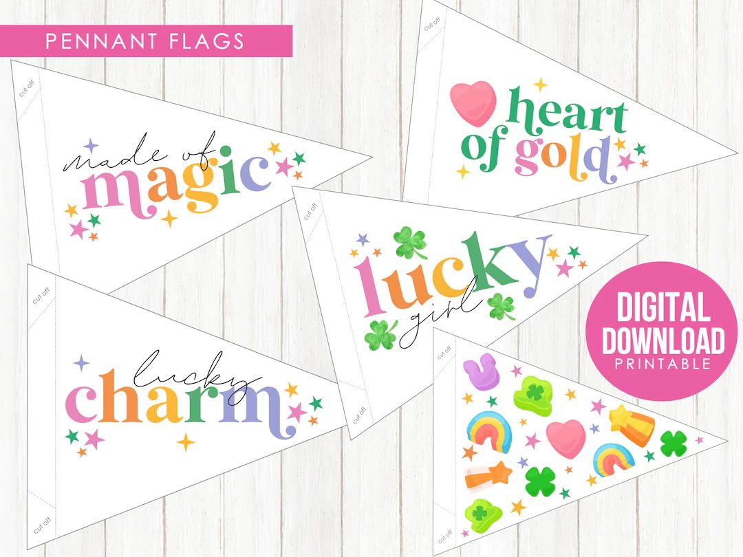 St. Patrick's Day Pennant Flags / St. Patty's Colorful Printables/ Made of Magic/ Lucky Girl/ Luc... | Etsy (US)