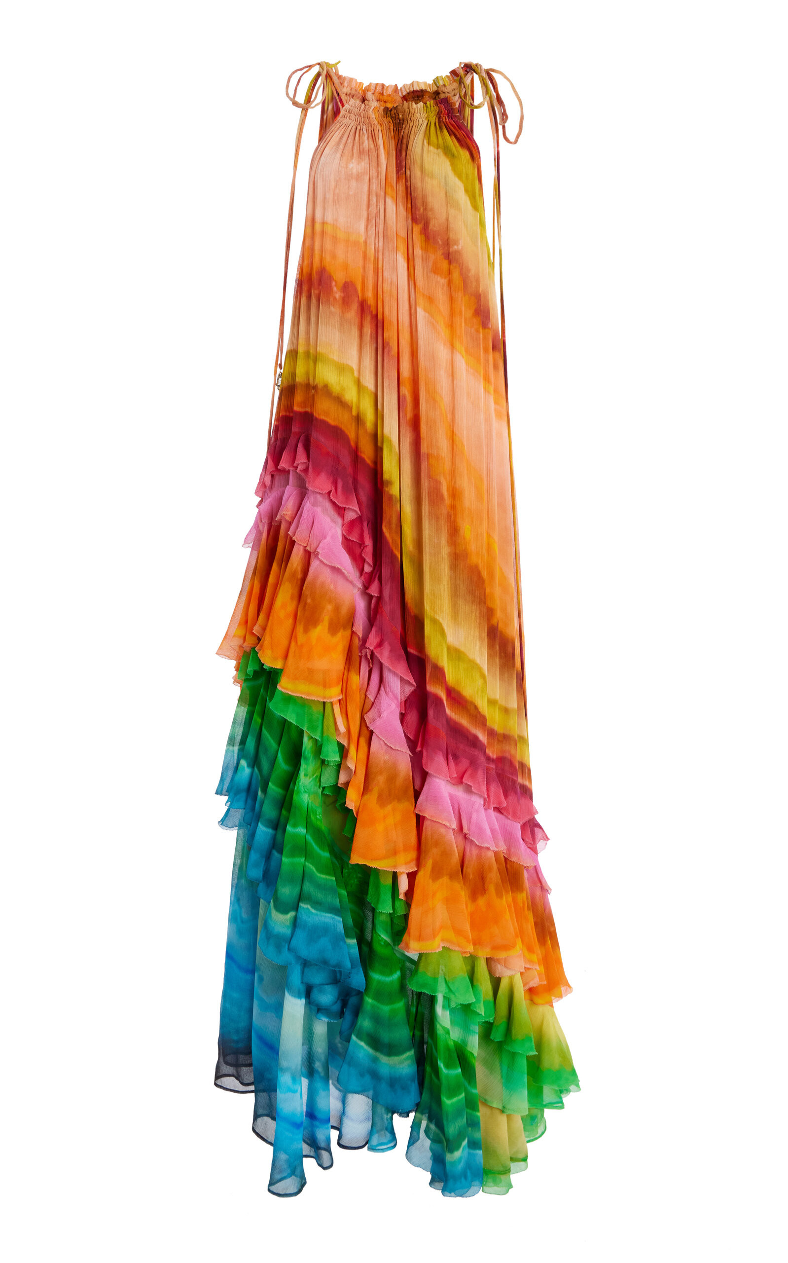 Iris Ruffled Plissé Georgette Maxi Dress | Moda Operandi (Global)