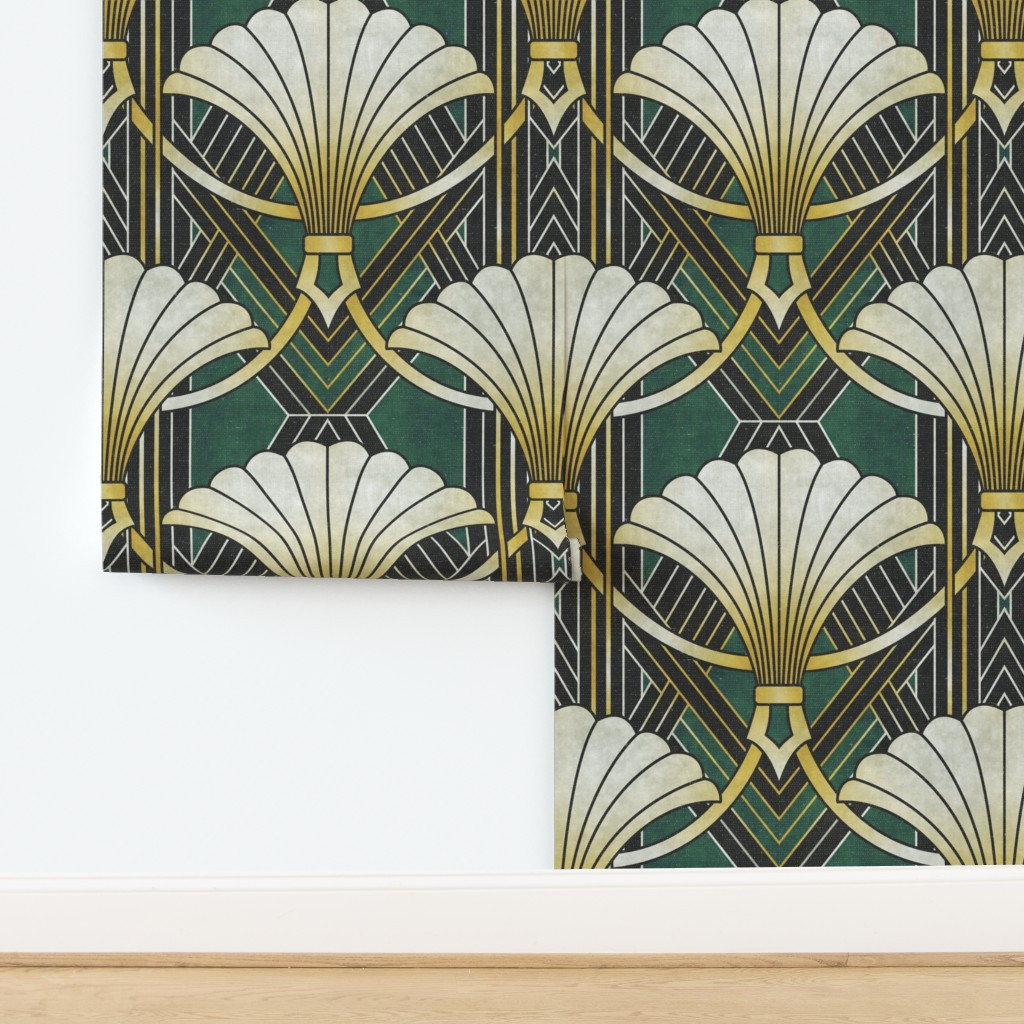 Vintage glam Art deco metallic scallop Wallpaper | Spoonflower | Spoonflower