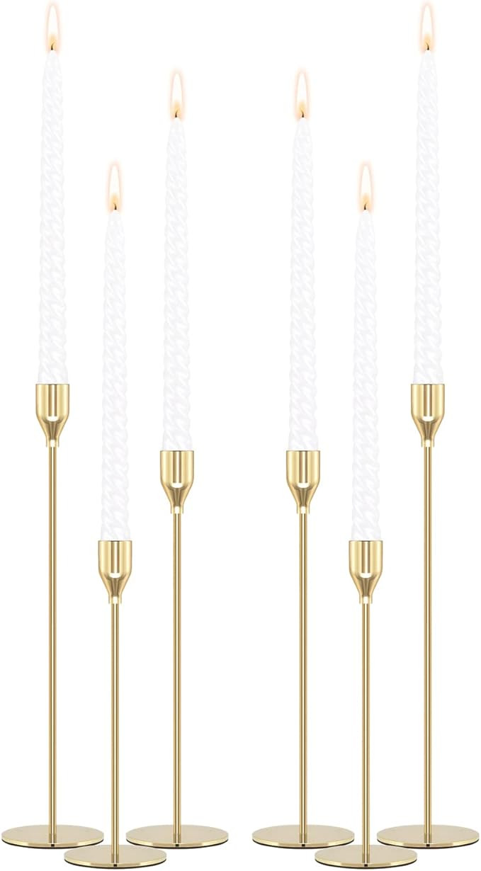 PNAVMG Gold Candle Holders Candlestick Holders for Taper Candles, Set of 6 Modern Decorative Cand... | Amazon (US)