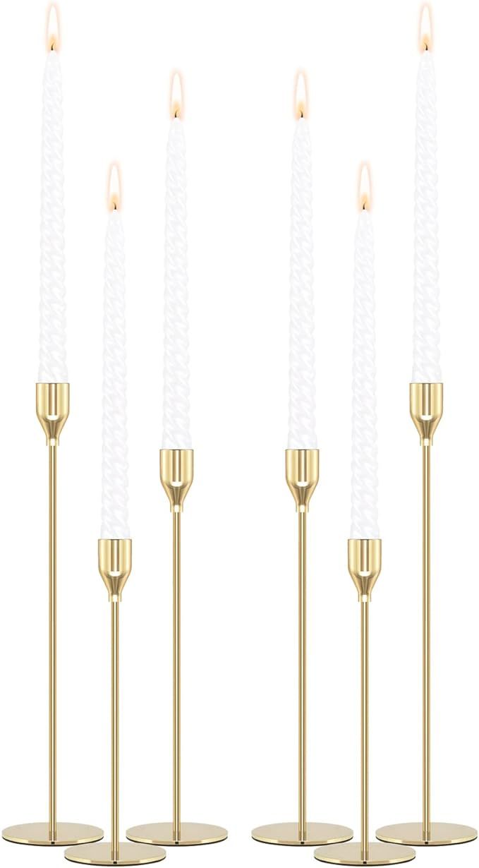 PNAVMG Gold Candle Holders Candlestick Holders for Taper Candles, Set of 6 Modern Decorative Cand... | Amazon (US)