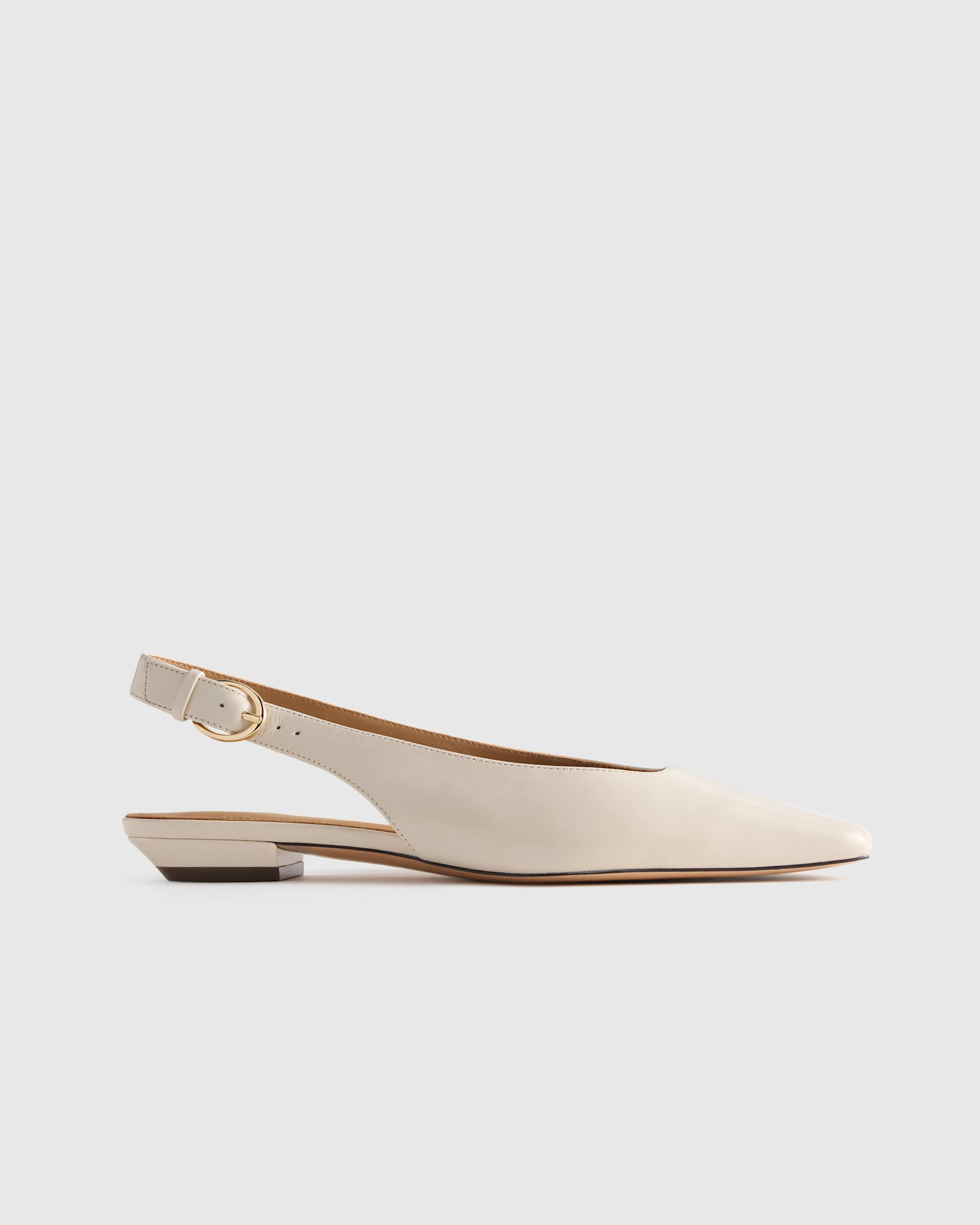 Quince | Women's Italian Leather Slingback Flat in Bone, Size 8 | Quince