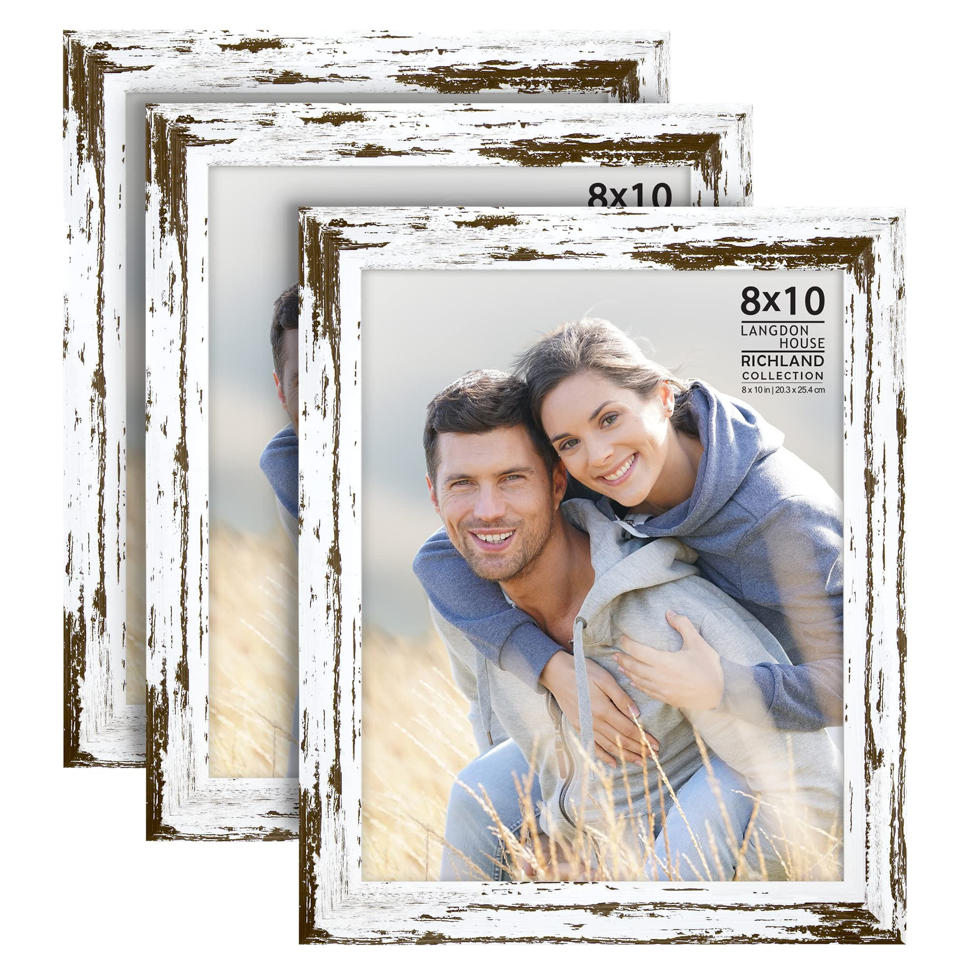 Langdon House 8x10 Picture Frames (Distressed White, 3 Pack) Farmhouse Style, Richland Collection | Amazon (US)