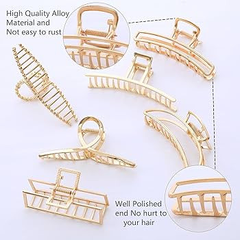 LUKACY 6 Pack Large Metal Hair Claw Clips - 4 Inch Big gold hair clips,Perfect Jaw hair clamps fo... | Amazon (US)