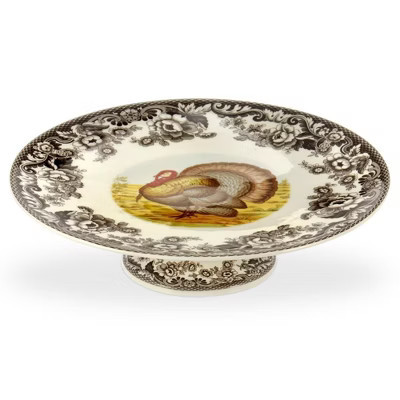 Spode Woodland Turkey Footed Cake Plate - 10.5 Inch Fine Porcelain Serveware for Thanksgiving Cakes, Pies, Sandwiches & More - Dishwasher Safe | Target