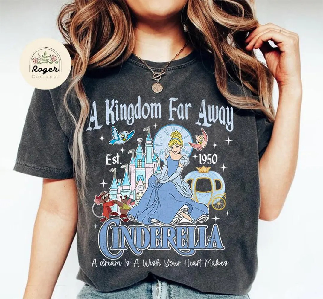 Vintage Disney Cinderella Shirt, Retro Disney Princess Shirt, Cinderella Est 1950 A Kingdom Far A... | Etsy (US)