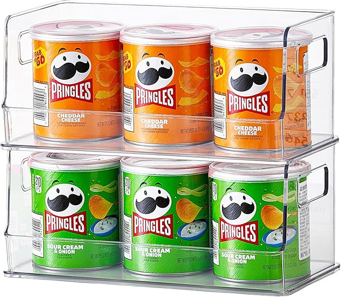 vacane 10" Wide Stackable Pantry Organizer Bins Open Front, Plastic Chip Organizer for Pantry Foo... | Amazon (US)