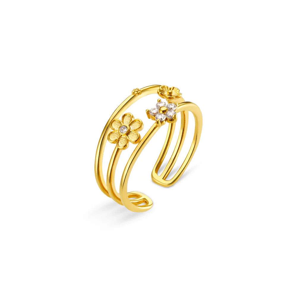 Floral Open Caged Adjustable Ring | Orelia
