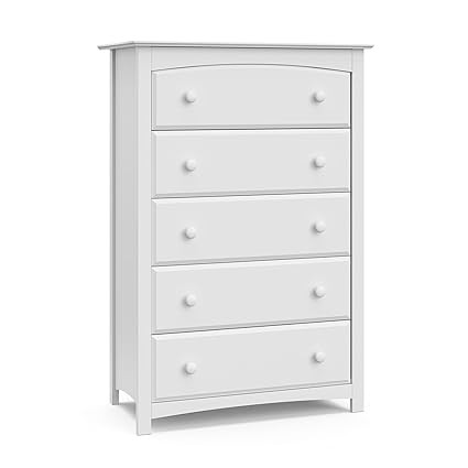 Storkcraft Kenton 5 Drawer Dresser (White) for Kids Bedroom, Nursery Dresser Organizer, Chest of ... | Amazon (US)