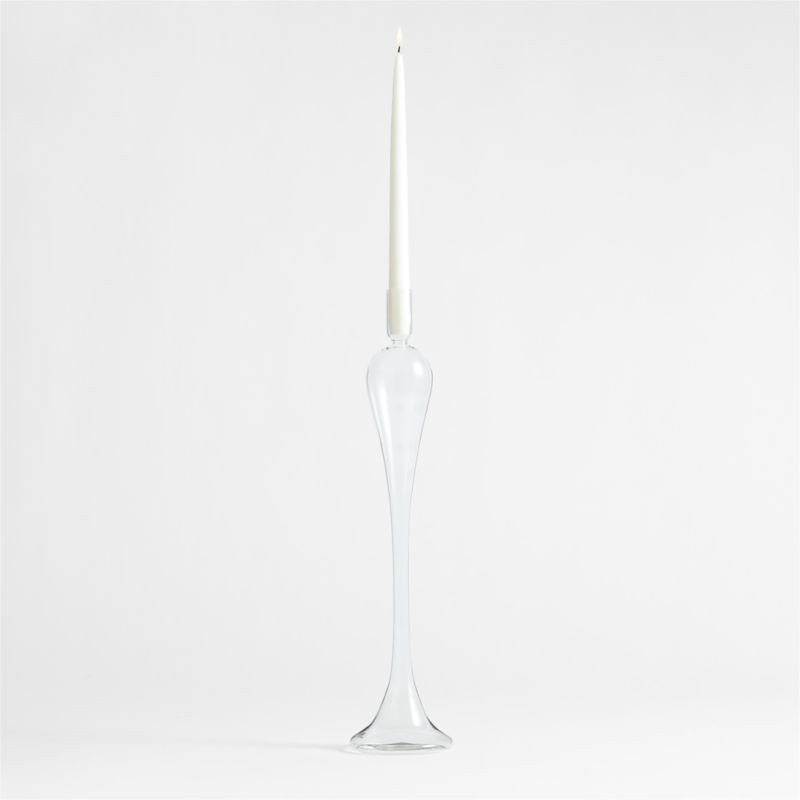 Milano Large Clear Glass Taper Candle Holder 20" + Reviews | Crate & Barrel | Crate & Barrel