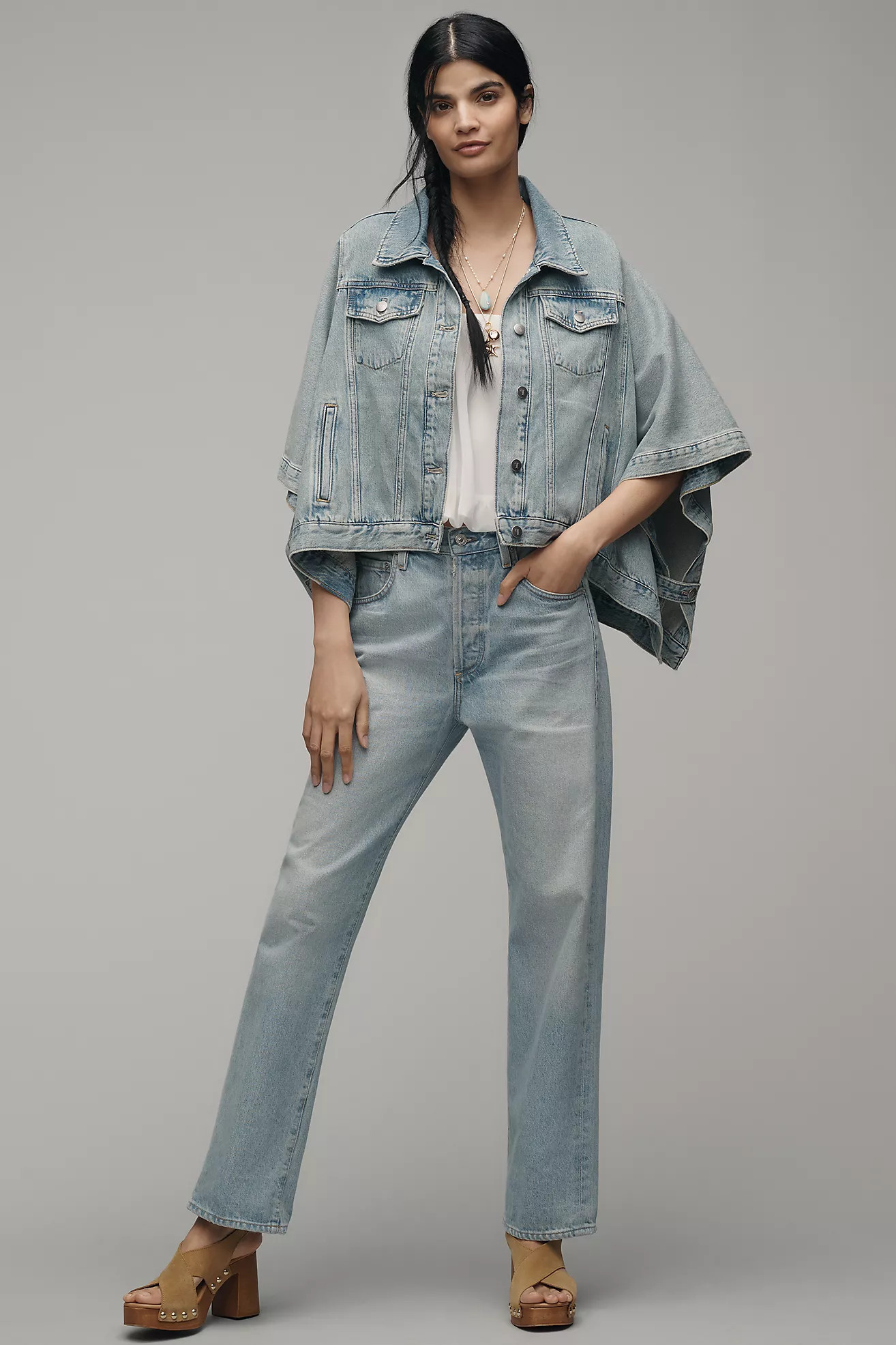 Pilcro Weston Cape Denim Boyfriend Jacket | Anthropologie (US)