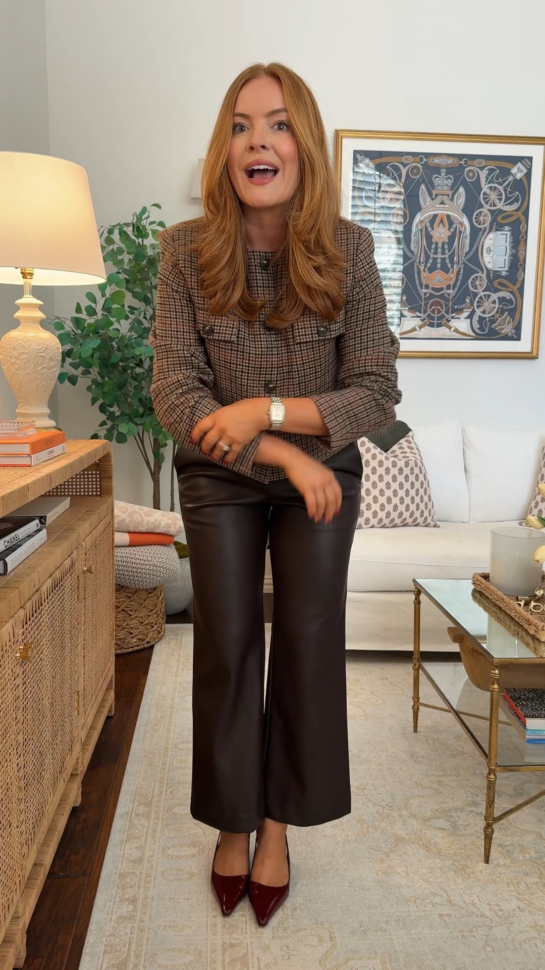 Leather Pants + Plaid Tweed Jacket Office Outfit 🍂

Wearing 6 in the leather pants, 6 in the tweed jacket.

Fall workwear look: my Ann Taylor faux leather pants paired with a plaid tweed cropped jacket with patch pockets and burgundy slingbacks. Such an easy polished office outfit for fall — the plaid and leather combo feels rich without trying too hard. All from Ann Taylor and on sale right now!

leather pants workwear | faux leather pants office outfit | plaid tweed jacket outfit | Ann Taylor workwear | fall office outfits women | business casual fall looks | work outfit ideas 2026

#LTKgrwm #LTKmomlife #LTKWorkwear