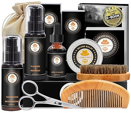 Upgraded Beard Grooming Kit w/Beard Conditioner,Beard Oil,Beard Balm,Beard Brush,Beard Shampoo/Wa... | Amazon (US)