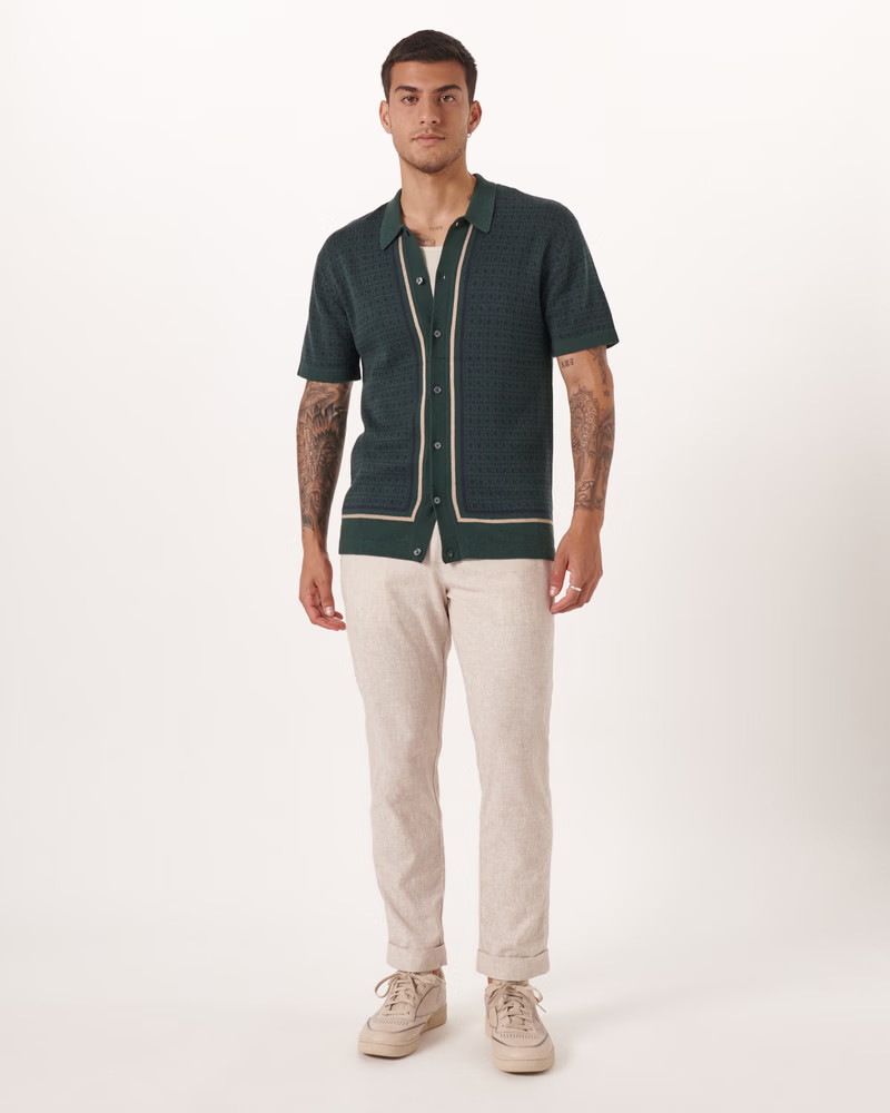 Men's Geometric Button-Through Sweater Polo | Men's Tops | Abercrombie.com | Abercrombie & Fitch (US)