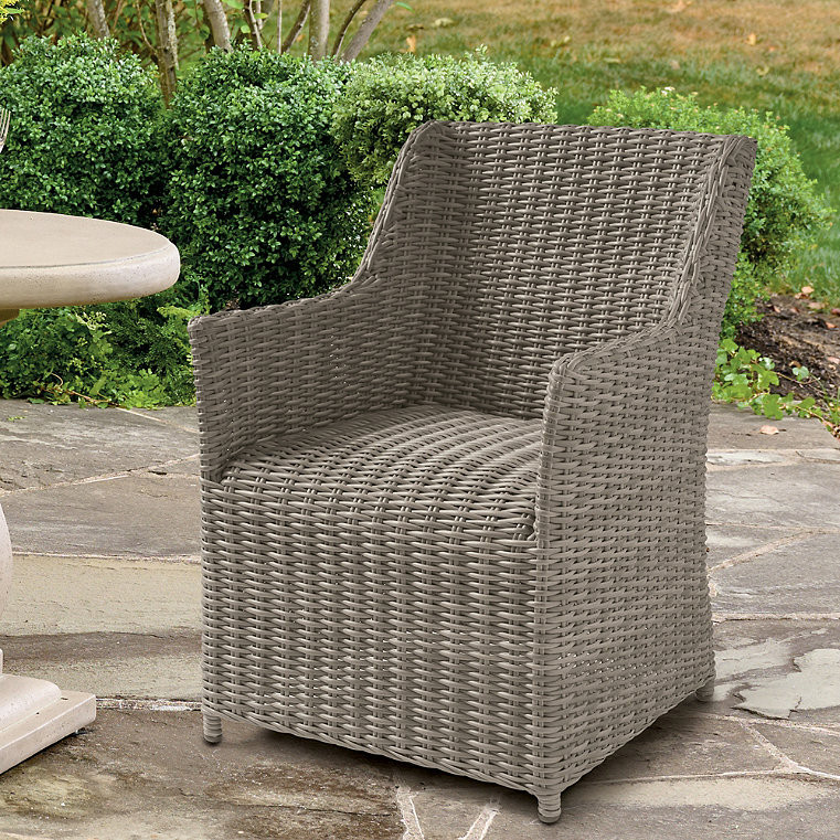 Montville Wicker Outdoor Dining Armchairs, Set Of Two - Grey - Grandin Road | Grandin Road