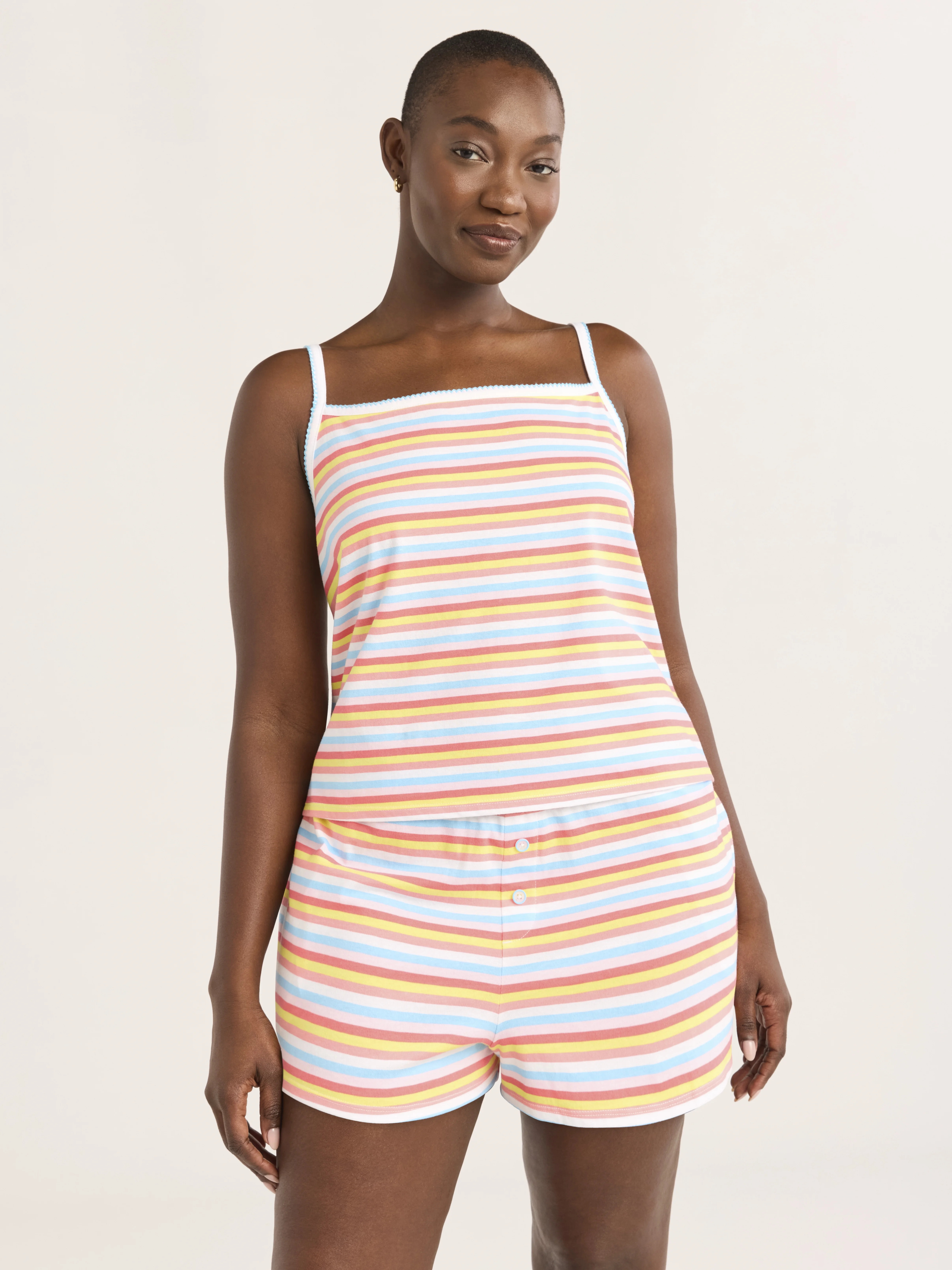 Joyspun Women's Jersey Picot Cami Top and Shorts Pajama Set, 2-Piece, Sizes XS-3X | Walmart (US)