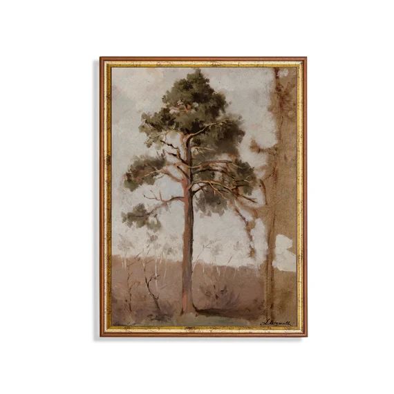 Vintage Landscape Painting | Antique Pine Tree Print | Rustic Forest Fine Art | Digital Download ... | Etsy (US)