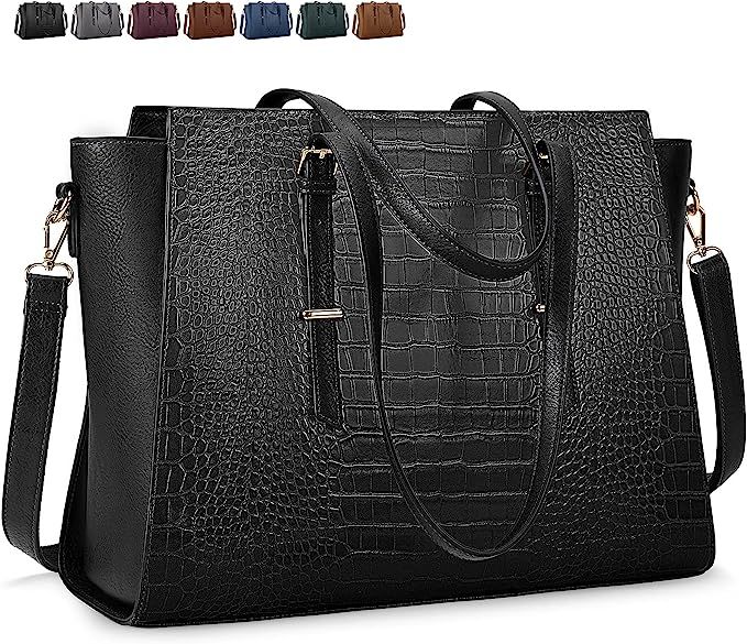 Laptop Bag for Women 15.6 Inch Large Capacity Laptop Tote Bag Waterproof Lightweight Leather Shou... | Amazon (US)