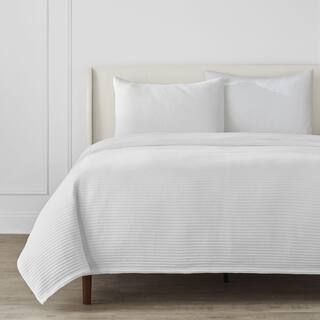 Home Decorators Collection 3-Piece White Textured Cotton King Coverlet Set DN 19046 - The Home De... | The Home Depot