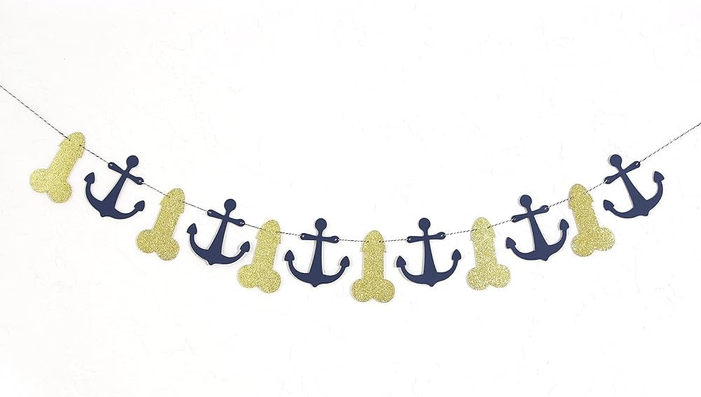 Glitter Gold and Navy Blue Anchors - Lake House Bachelorette, Nautical Bachelorette Party Decorat... | Amazon (US)