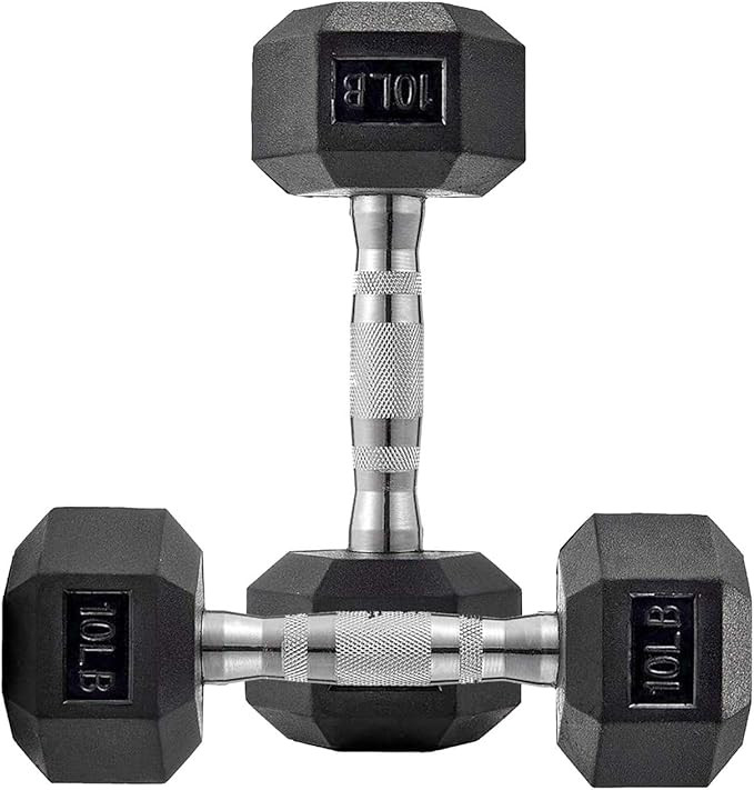 Amazon.com : 10 Lb Dumbbell Set of 2, Hand Weights Rubber Encased Dumbbell Pair, Basics Exercise ... | Amazon (US)
