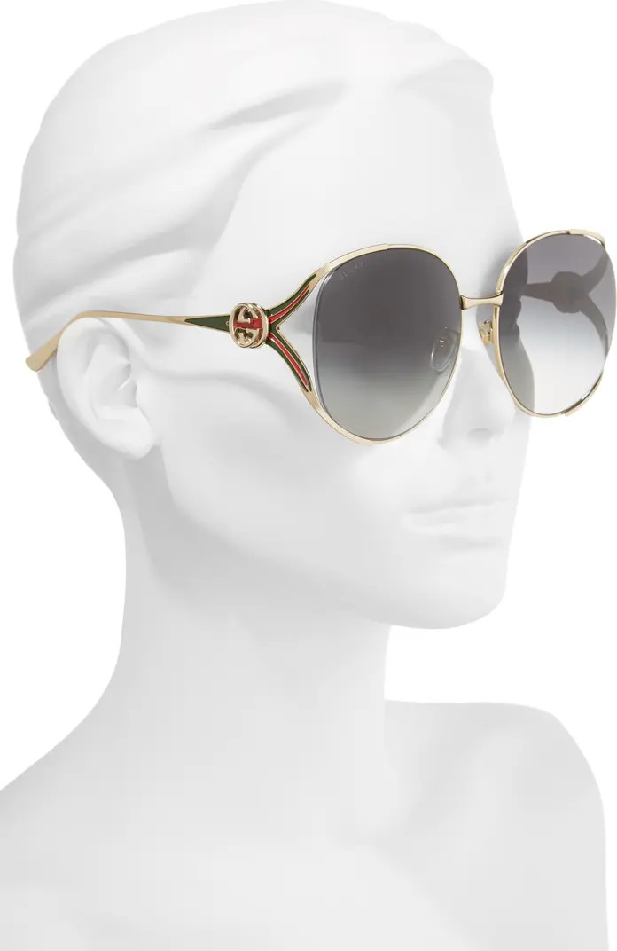 63mm Gradient Oversize Open Temple Round Sunglasses | Nordstrom