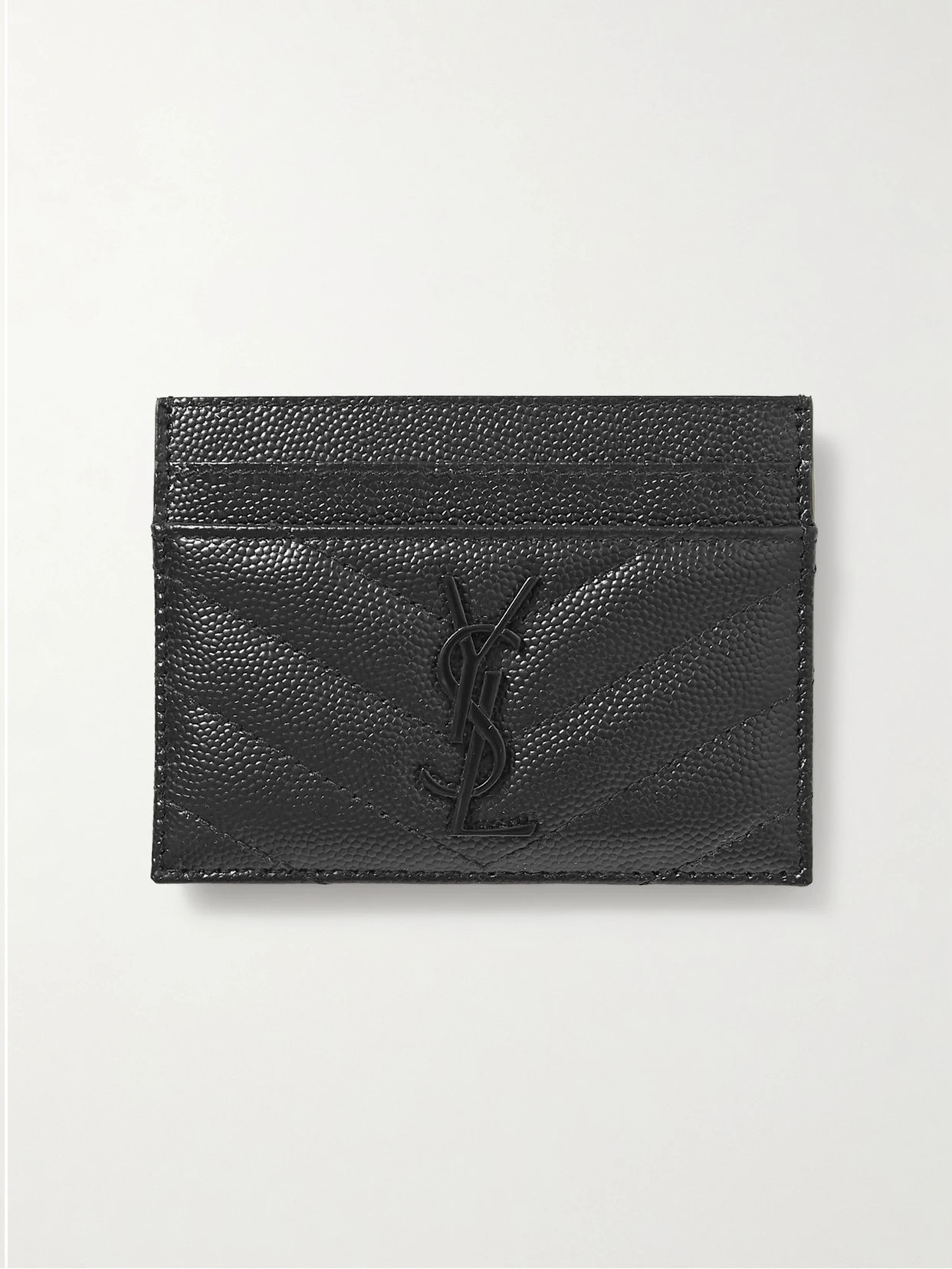 SAINT LAURENT - Monogramme Quilted Textured-leather Cardholder - Black | NET-A-PORTER (US)