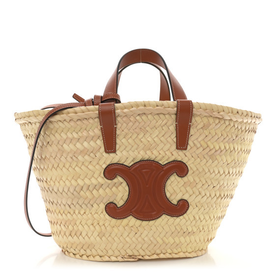 Raffia Calfskin Triomphe Teen Panier Tan | FASHIONPHILE (US)