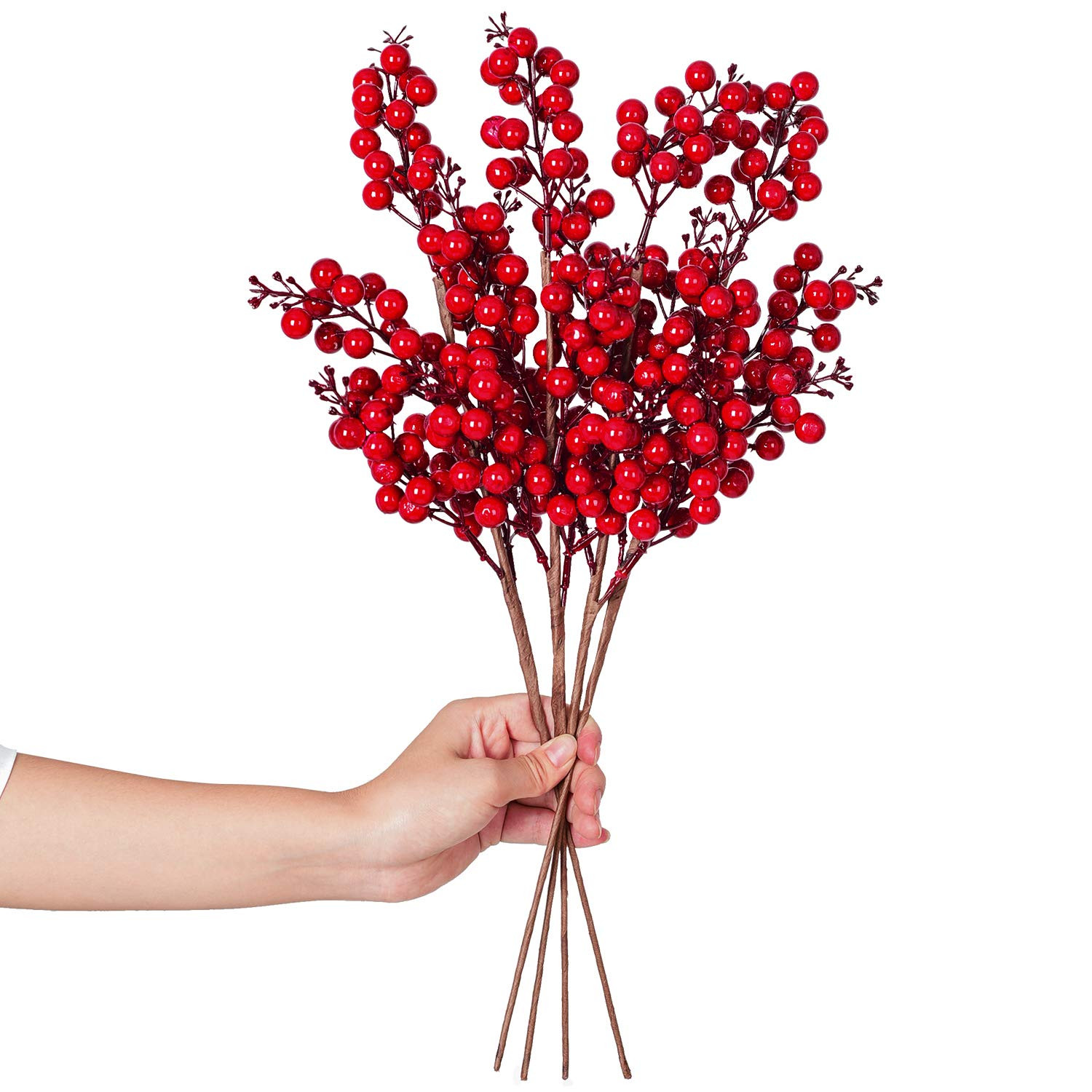 Lvydec 4 Pack Artificial Red Berry Stems Clearance - 19.5 Inch Christmas Holly Berry Branches for... | Amazon (US)