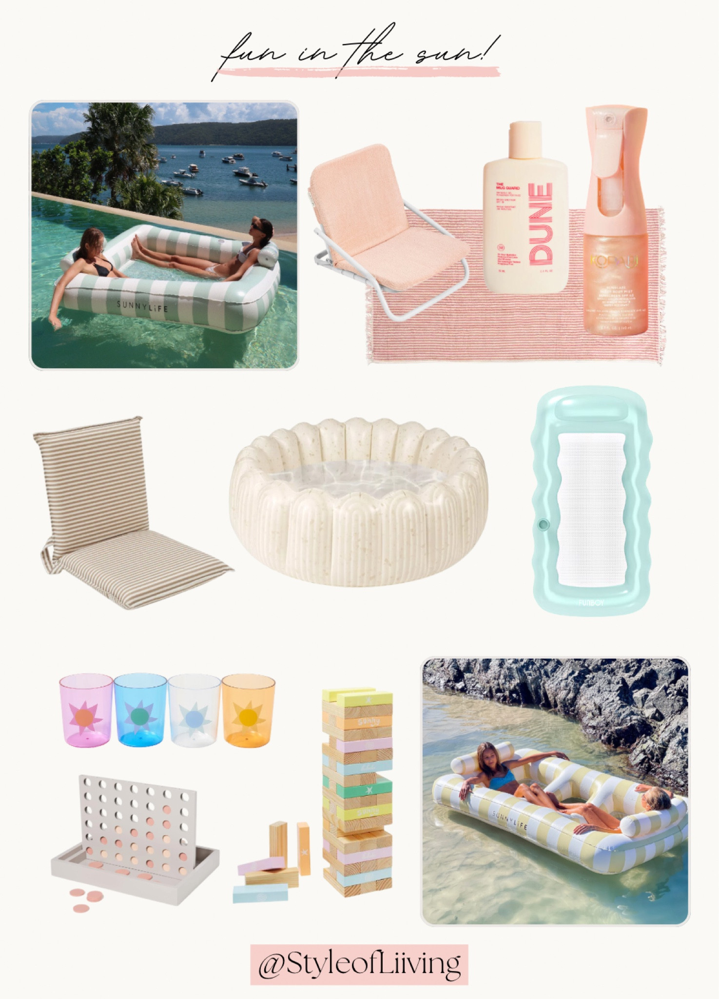 Fun in the sun! Beach and pool essentials. Outdoor games, tumblers, pool floats, inflatable pools, beach chairs, foldable chairs, sunscreen, beach towels. Vacation items.

#LTKparties #LTKswim #LTKSeasonal