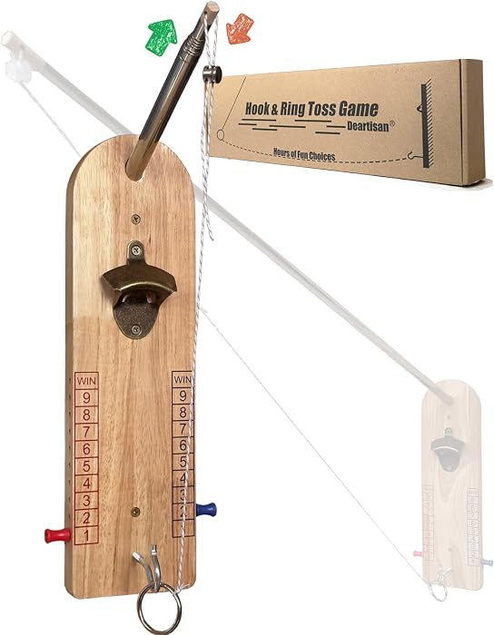 Hook and Ring Toss Game Bottle Opener Ring Toss Game for Indoor Outdoor Party Man | Amazon (US)