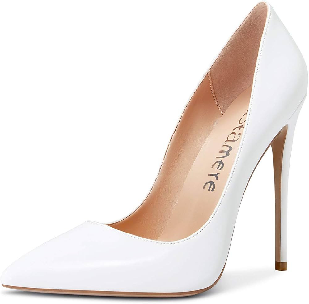 Castamere Womens Sky High Heels Basic Pumps Pointed-Toe Slip-On Stilettos 12CM Heel Shoes | Amazon (US)