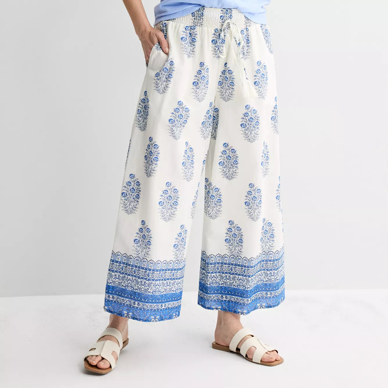 Women's Farmers Market Smocked Waist Wide Leg Pants | Kohl's