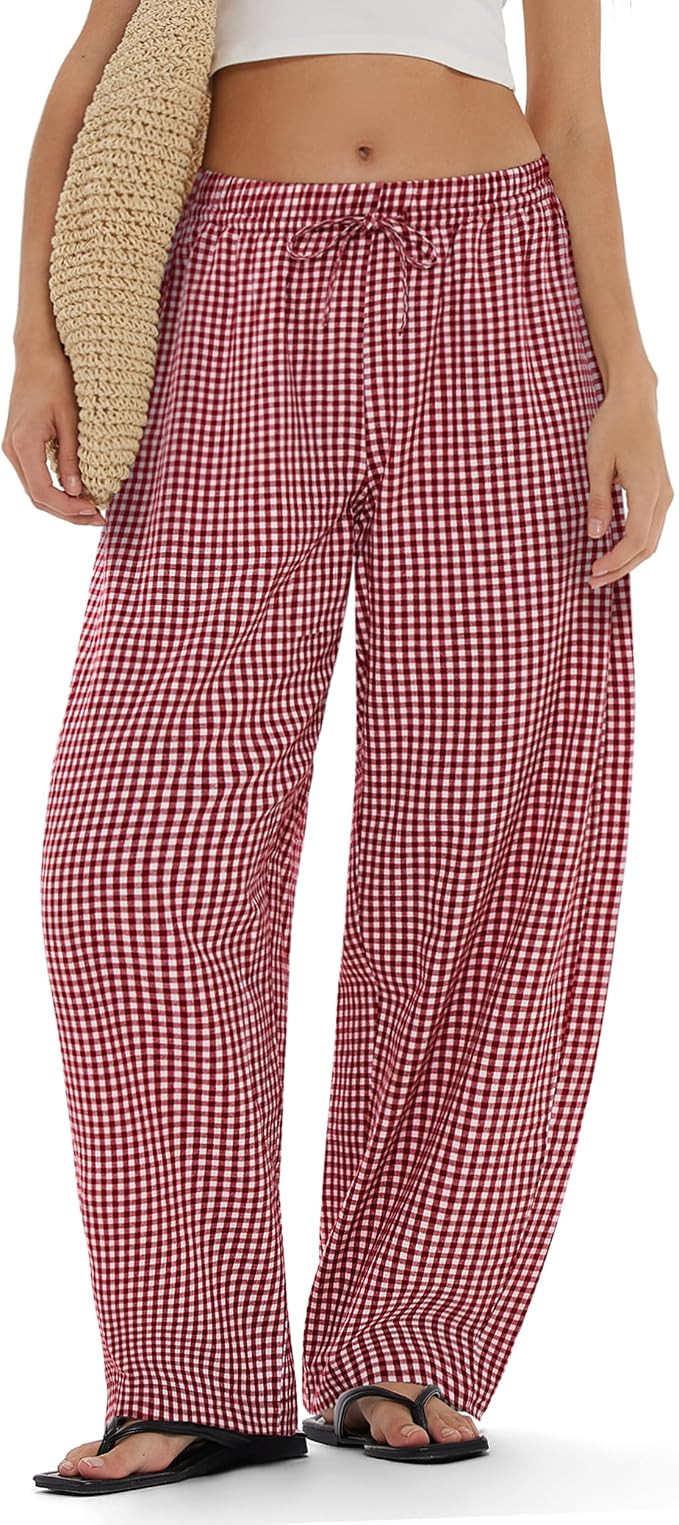 MOOSLOVER Women Linen Lightweight Barrel Pants Drawstring Comfort Casual Lounge Pants Baggy Loose... | Amazon (US)