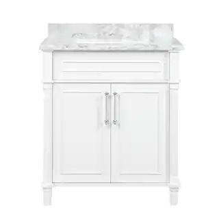 Home Decorators Collection Aberdeen 30 in. x 22 in. D x 34.5 in. H Bath Vanity in White with Whit... | The Home Depot