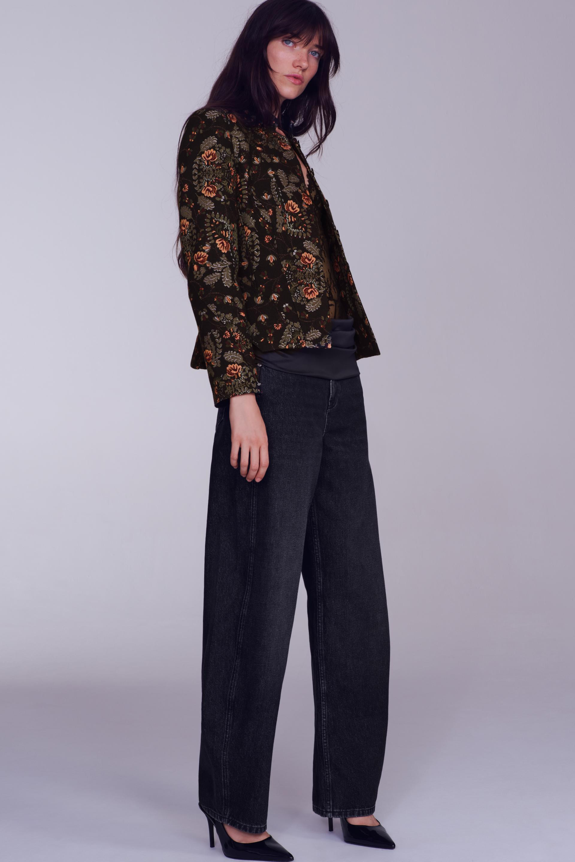 Zara - Zw Collection Curved Straight Low-Rise Jeans - Mid-Blue - 14 - Woman | Zara UK
