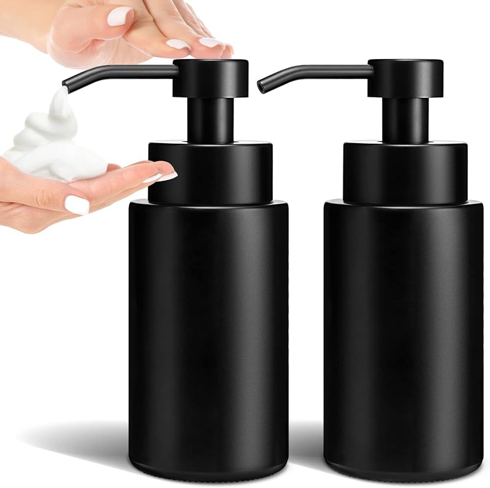 GMISUN Foaming Soap Dispenser, 12 Oz Matte Black Glass Foam Hand Soap Dispenser, 2 Pcs Luxury Han... | Amazon (US)