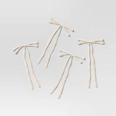 4ct Christmas Fabric Bows Ivory Faux Velvet - Wondershop™ | Target