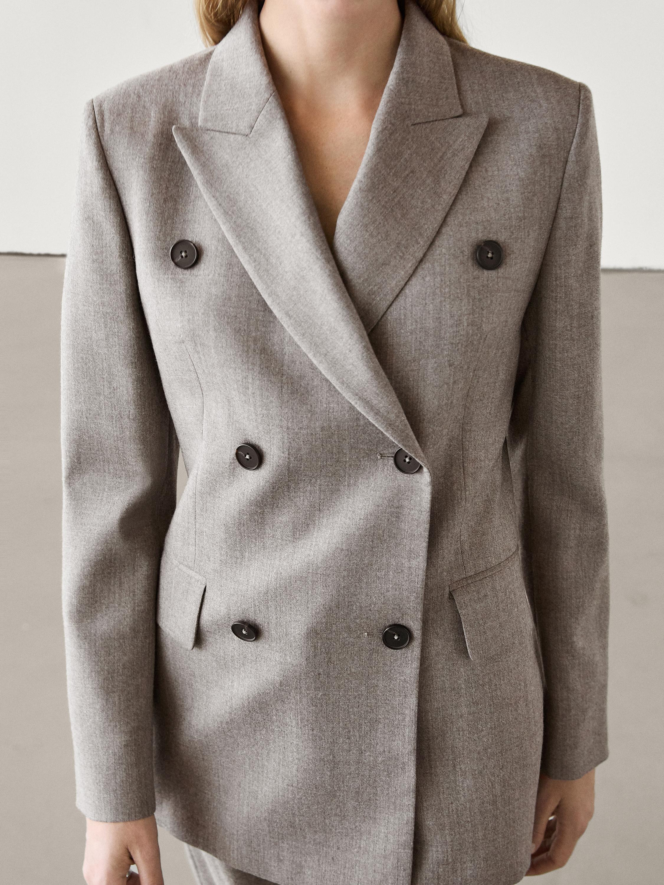 100% wool blazer with pocket detail | Massimo Dutti UK