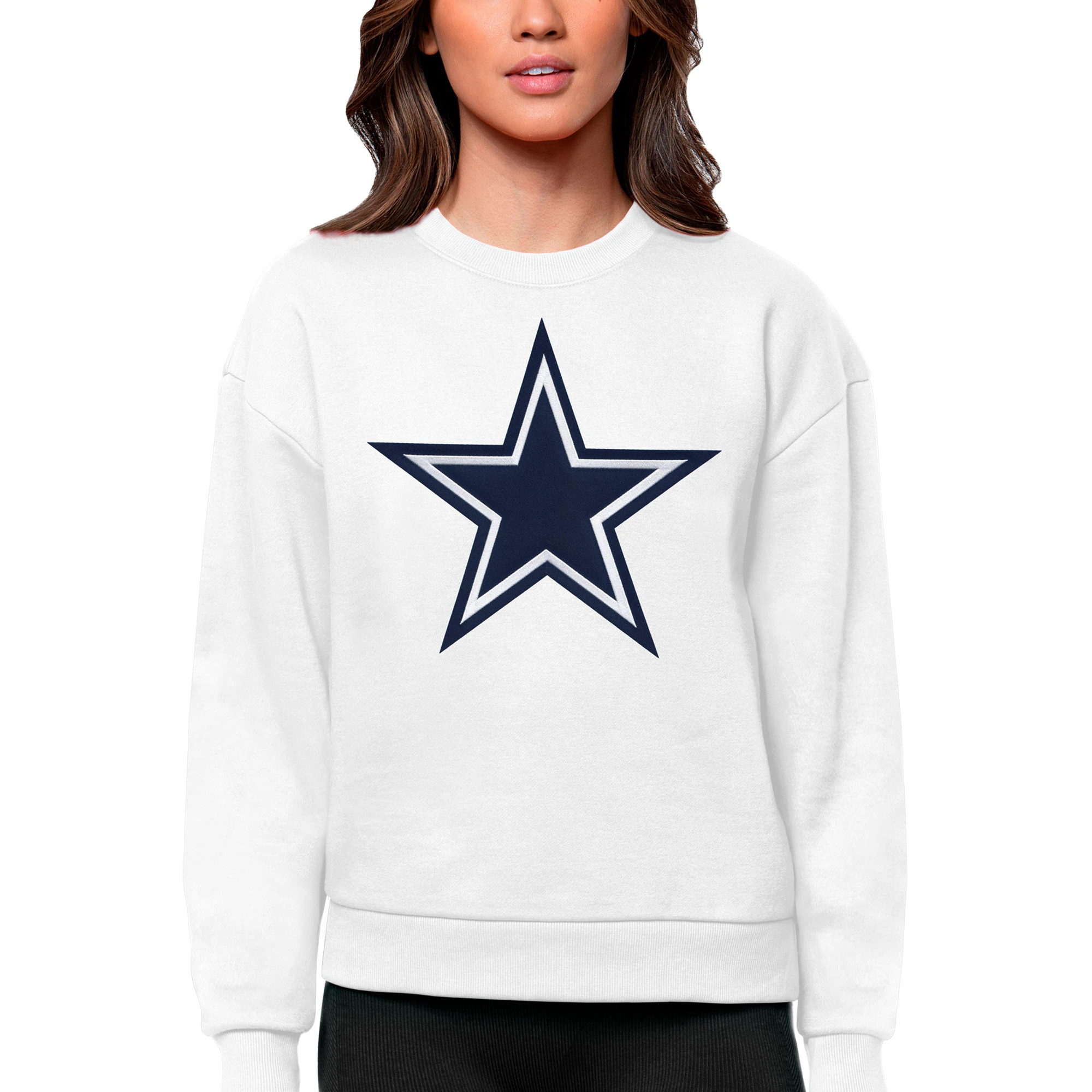 Women's Dallas Cowboys Antigua White Victory Logo Pullover Sweatshirt | NFL Shop