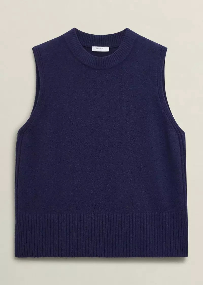 Navy Ruby Crew Neck Layering Knitted Vest | Hobbs UK | | Hobbs
