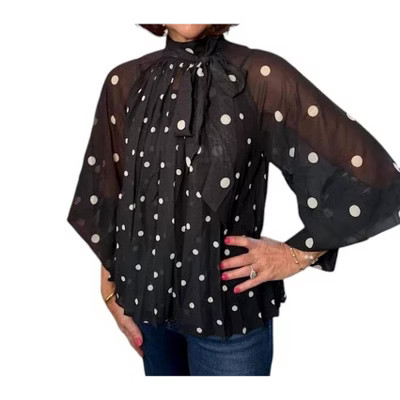 Women's Audrey Polka Dot Pleated Blouse - BEULAHSTYLE S | Target