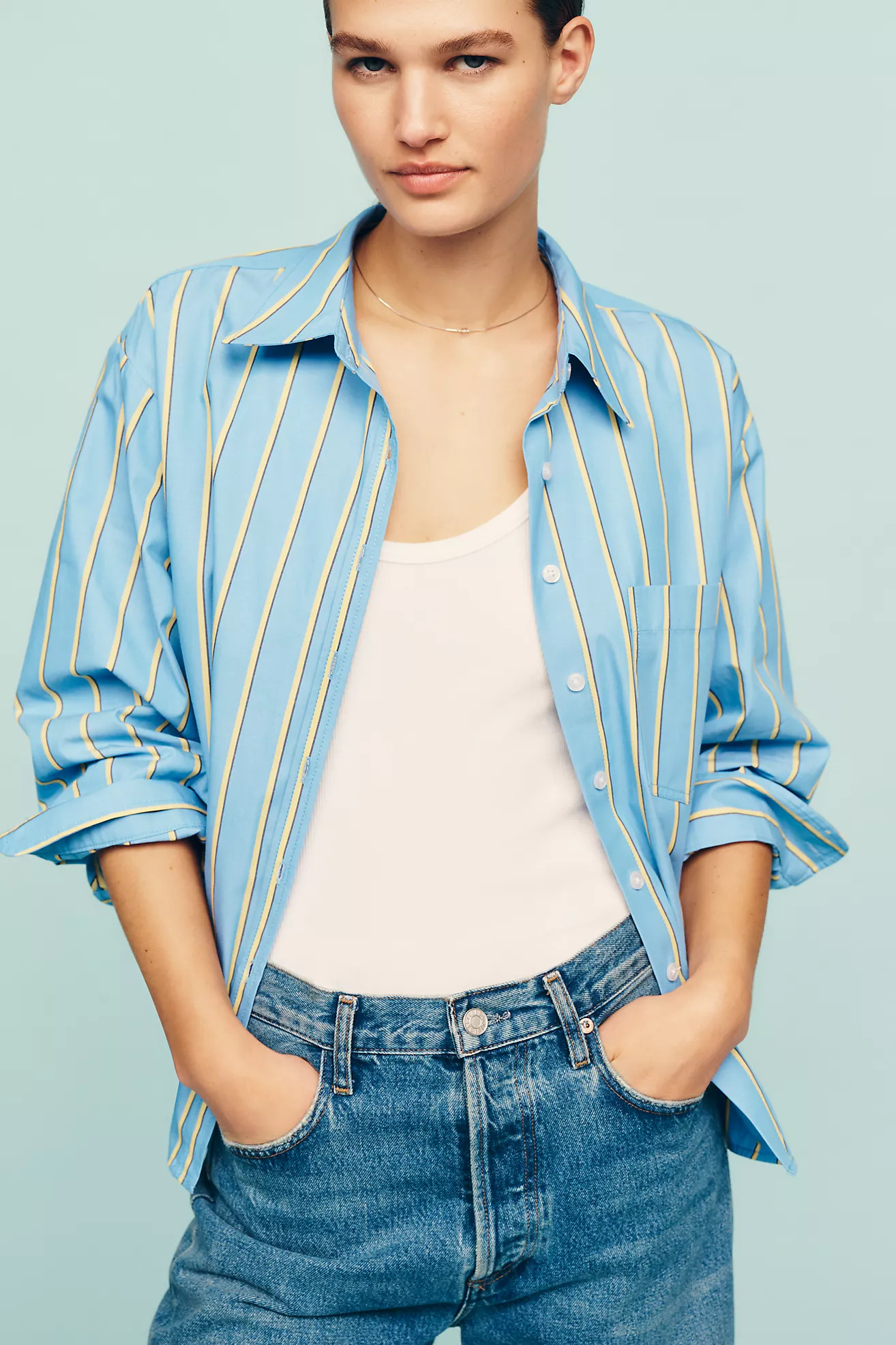 Maeve Shrunken Bennet Buttondown Shirt | Anthropologie (US)