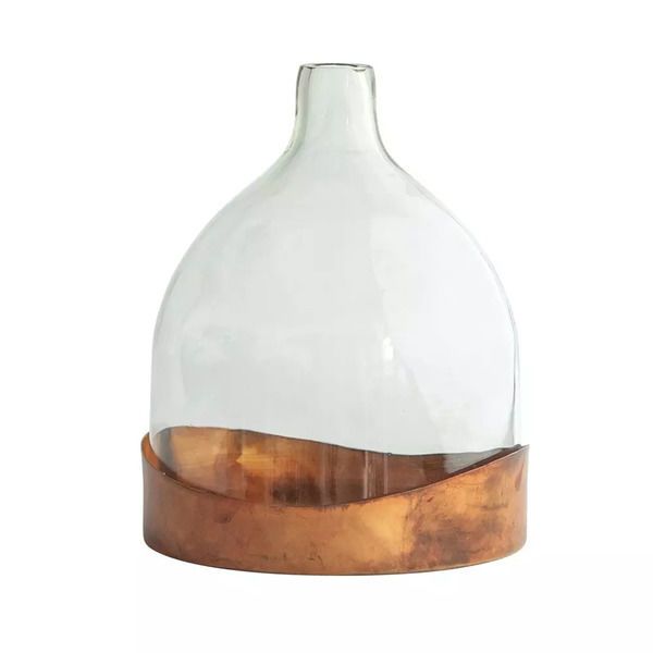 Glass Cloche With Antique Copper Finished Metal Tray | Scout & Nimble