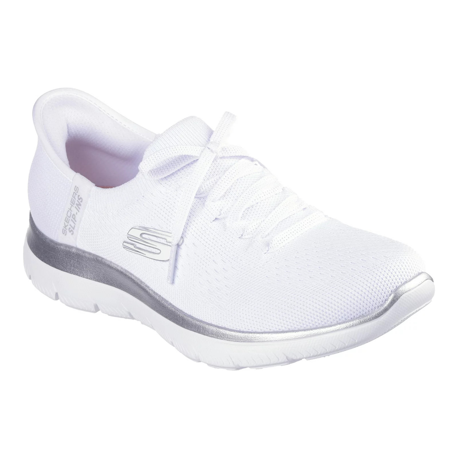 Skechers Hands Free Slip-ins® Summits Night Chic Women's Sneakers, Size: 5.5, White Silver | Kohl's
