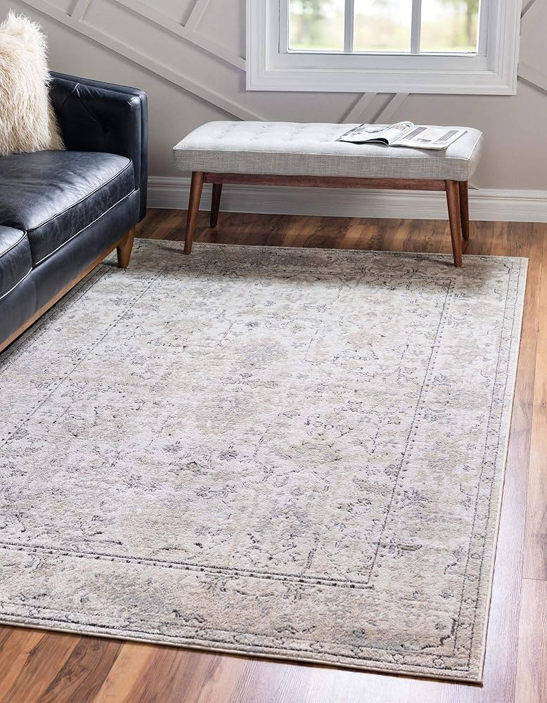 Rugs.com Oregon Collection Rug – 4' x 6' Ivory Low-Pile Rug Perfect for Living Rooms, Large Din... | Amazon (US)