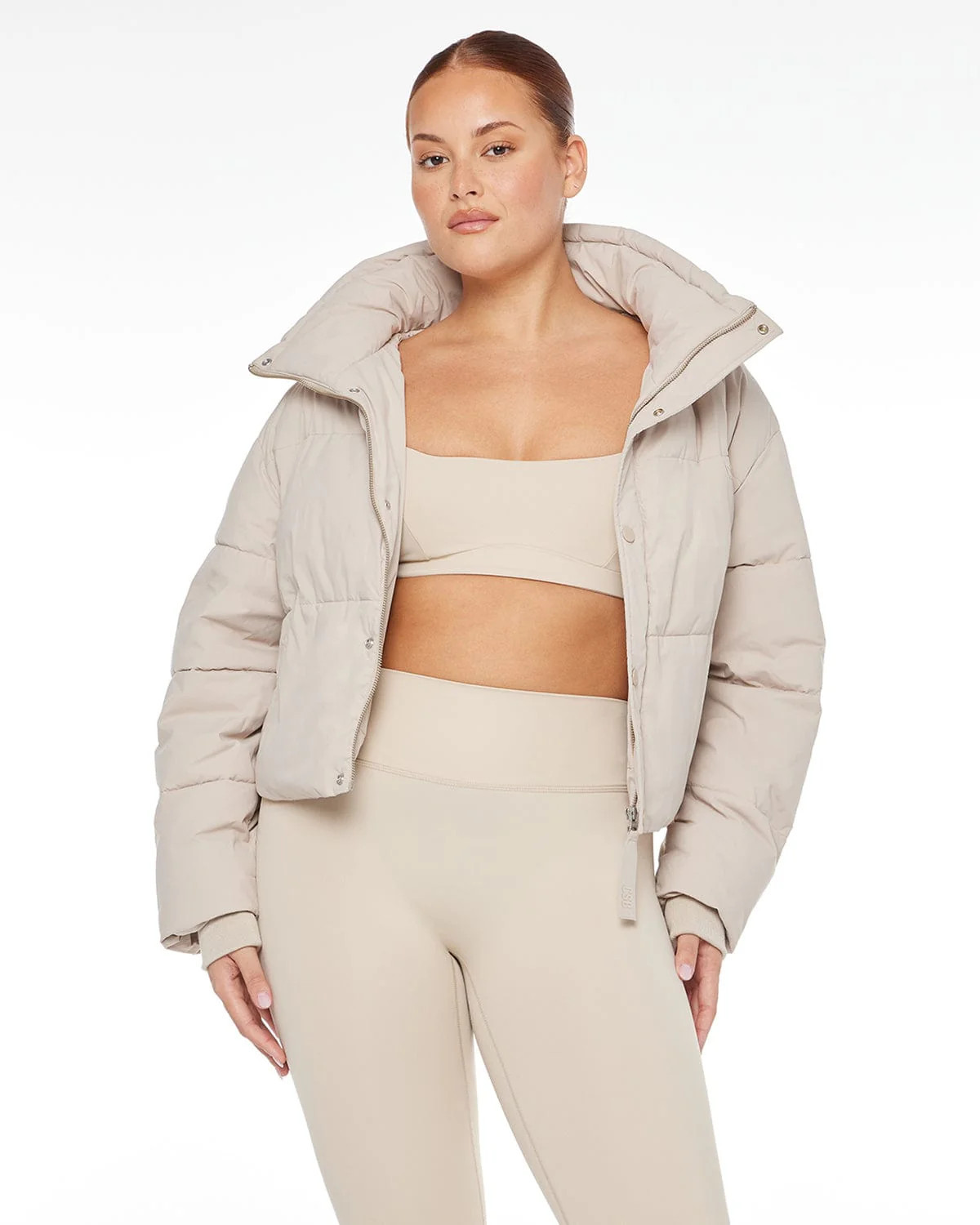 Cropped Puffer Jacket Fawn | Crop Shop Boutique AU