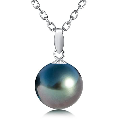 mihiarii Tahitian Black Pearl Necklace 18K Real Solid White Gold Pendant 11MM Tahiti Natural Pearl Necklaces Birthday Anniversary Mothers Day Valentines Day Christmas Gifts for Mom Her Women | Amazon (US)