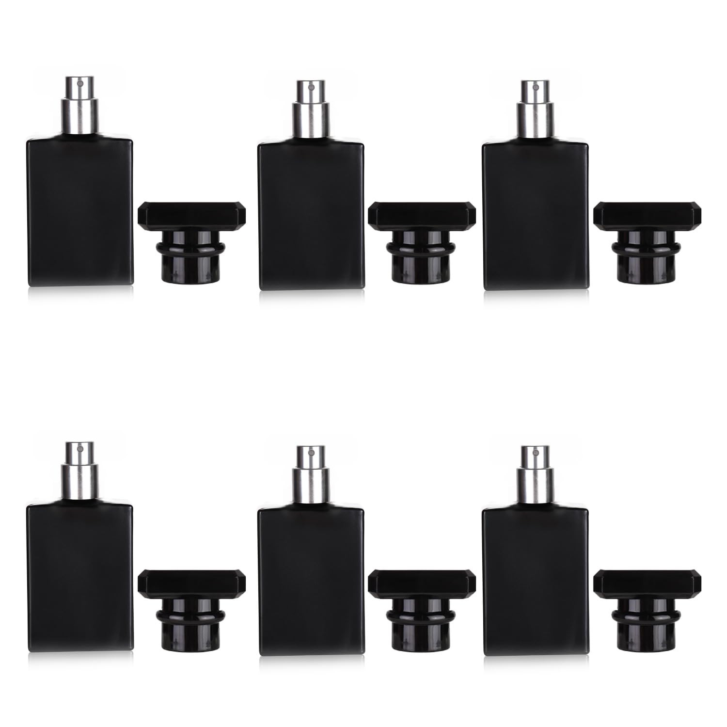 6 Pack 30ml / 1 Oz Black Assorted Refillable Perfume Bottle, Portable Square Empty Glass Perfume ... | Amazon (US)